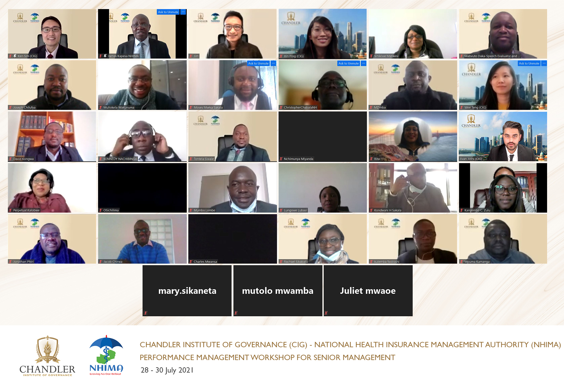 CIG And Zambia s NHIMA Conduct Workshop On Performance Management And 